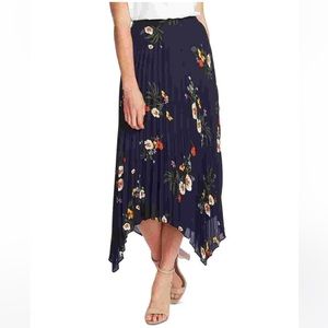 Vince Camuto Surreal Garden Handkerchief Hem Pleated Skirt